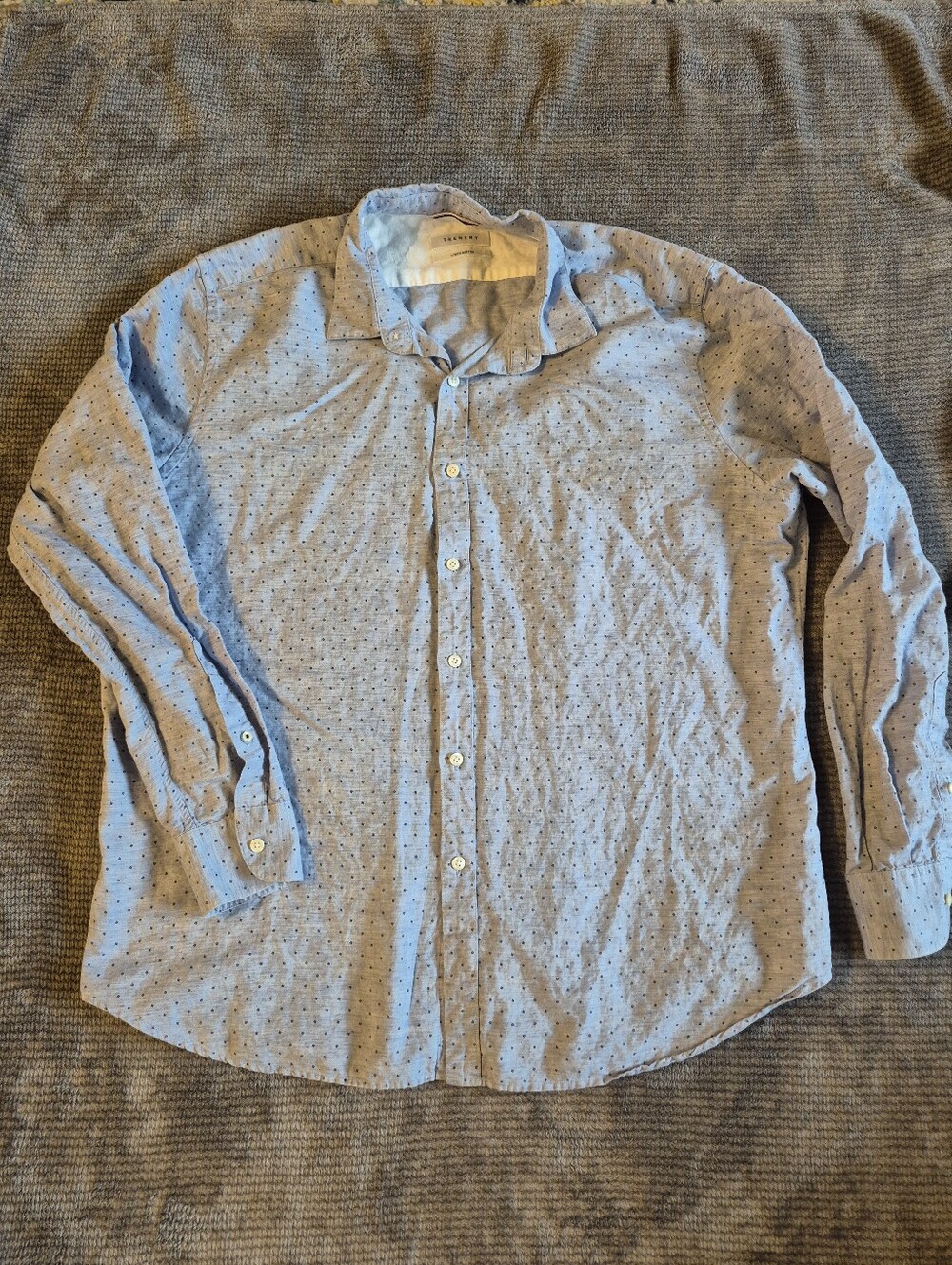 Trenery Mens Linen Cotton Blend Long Sleeve XXL blue Lightweight Quiet Luxury
